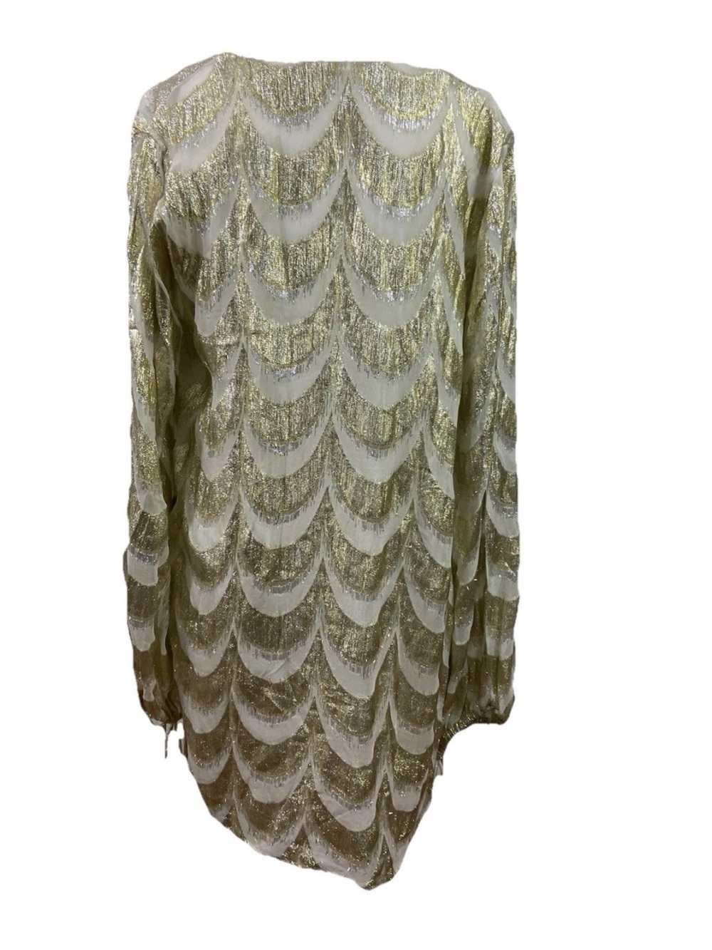Free People Jen’s Pirate Booty Lima Metallic Mini A-line, White/Gold Glam (L) - Picture 6 of 12